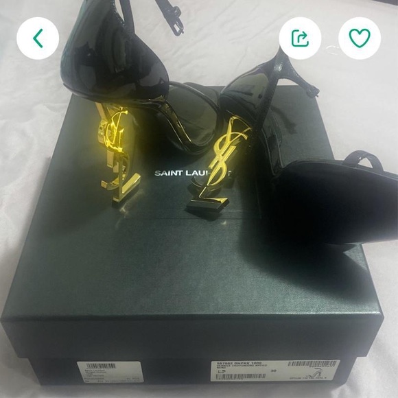 YSL | Black Patent Sandals OPYUM decorated with YSL initials on heels | Size 39 - Picture 7 of 13